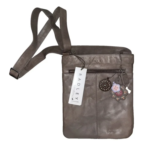 Radley London Pockets Medium Leather Crossbody Floral Brown NWT $150 MSRP